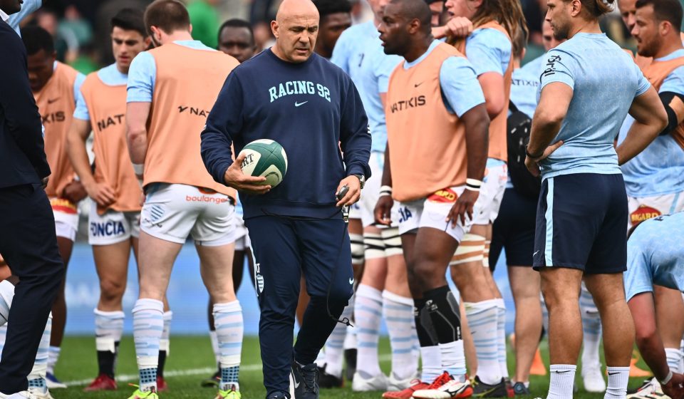 Laurent TRAVERS head coach of Racing 92 with his team during the Top 14 match between Pau and Racing 92 at Stade du Hameau on April 30, 2022 in Pau, France. (Photo by Alexandre Dimou/Alexpress/Icon Sport)   - Photo by Icon Sport