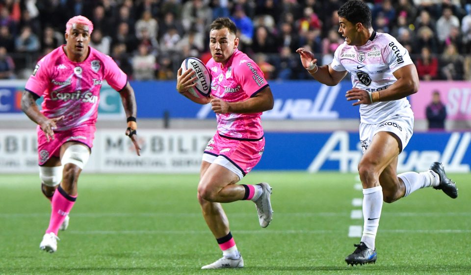 Giovanni HABEL KUFFNER of Stade Francais,Santiago CHOCOBARES of Toulouse and Joris SEGONDS of Stade Francais during the Top 14 match between Stade Francais and Toulouse on April 22, 2023 in Paris, France. (Photo by Franco Arland/Icon Sport)   - Photo by Icon Sport