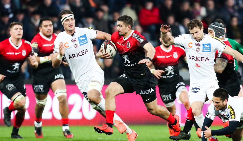 Thomas RAMOS of Toulouse runs to scores a try during the Top 14 match between Stade Toulousain and Bordeaux at Stade Ernest Wallon on January 26, 2020 in Toulouse, France. (Photo by Manuel Blondeau/Icon Sport) - Thomas RAMOS - Stade Ernest-Wallon - Toulouse (France)