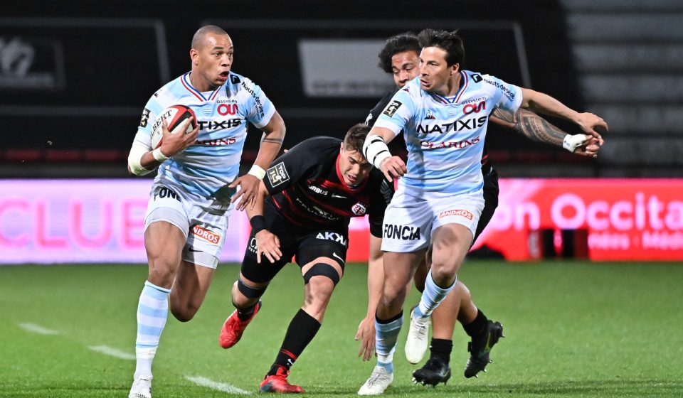 Gael FICKOU of Racing 92 and Francois TRINH-DUC of Racing 92 during the Top 14 match between Toulouse and Racing 92 on April 24, 2021 in Toulouse, France. (Photo by Alexandre Dimou/Icon Sport) - Gael FICKOU - Francois TRINH-DUC - Stade Ernest-Wallon - Toulouse (France)