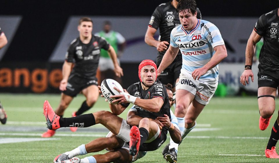 Teddy THOMAS of Racing 92, Gabin VILLIERE of Toulon and Henry CHAVANCY of Racing 92 during the Top 14 match between Racing 92 and Toulon at Paris La Defense Arena on January 17, 2021 in Nanterre, France. (Photo by Anthony Dibon/Icon Sport) - Henry CHAVANCY - Gabin VILLIERE - Teddy THOMAS - Paris La Defense Arena - Paris (France)