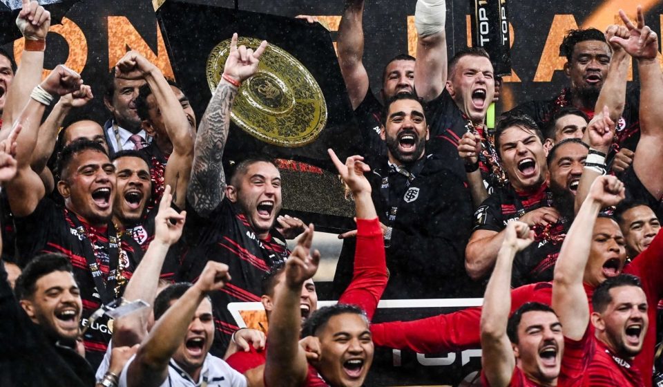 Yohann HUGET of Stade Toulousain lift the trophy during the Top 14 Final match between Toulouse and La Rochelle at Stade de France on June 25, 2021 in Paris, France. (Photo by Anthony Dibon/Icon Sport)