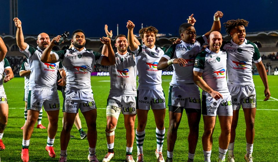 Team of section paloise Pau during the Top 14 match between Union Bordeaux-Begles and Section Paloise at Jacques Chaban-Delmas on February 17, 2024 in Bordeaux, France. (Photo by Loic Cousin/Icon Sport)