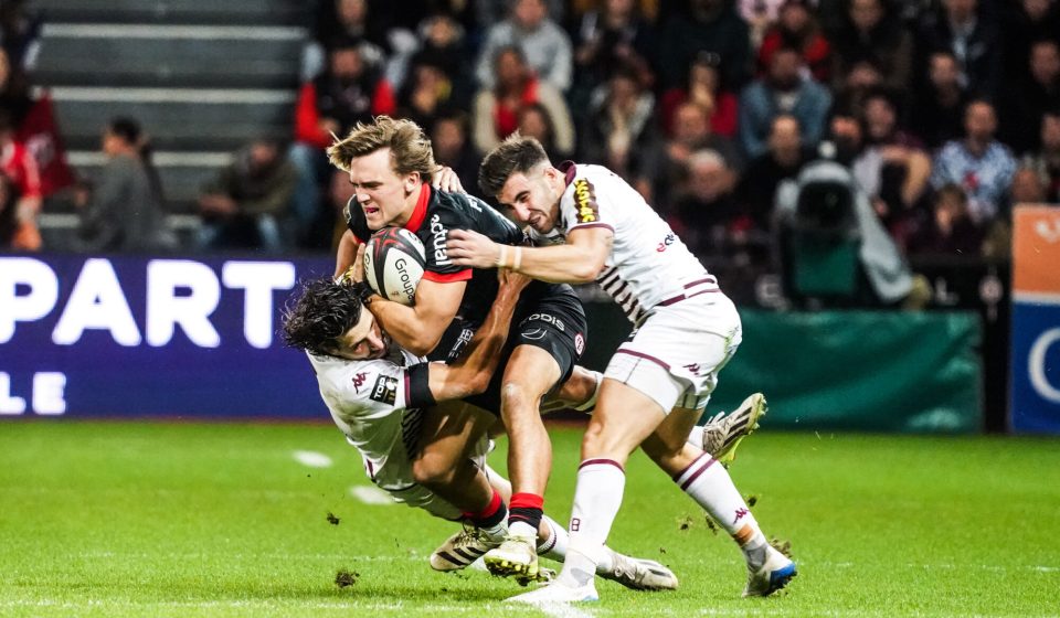 Players of Toulouse during the Top 14 match between Stade Toulousain Rugby and Union Bordeaux Begles on October 29, 2023 in Toulouse, France. (Photo by Pierre Costabadie/Icon Sport)