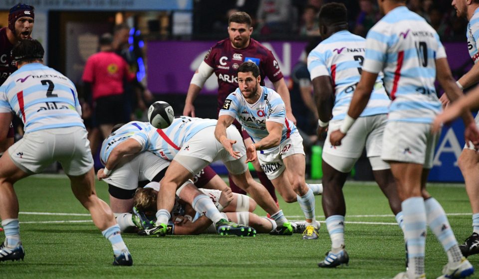 Maxime Machenaud of Racing 92 during the Top 14 match between Racing 92 and Bordeaux Begles at Paris La Defense Arena on March 24, 2019 in Nanterre, France. (Photo by Dave Winter/Icon Sport)