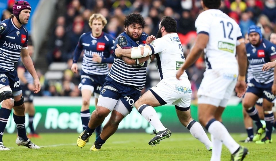 Sebastien Taofifenua of Bordeaux during the Champions Cup match between Union Begles Bordeaux UBB and Clermont Auvergne on January 15, 2017 in Begles, France. (Photo by Manuel Blondeau/Icon Sport)