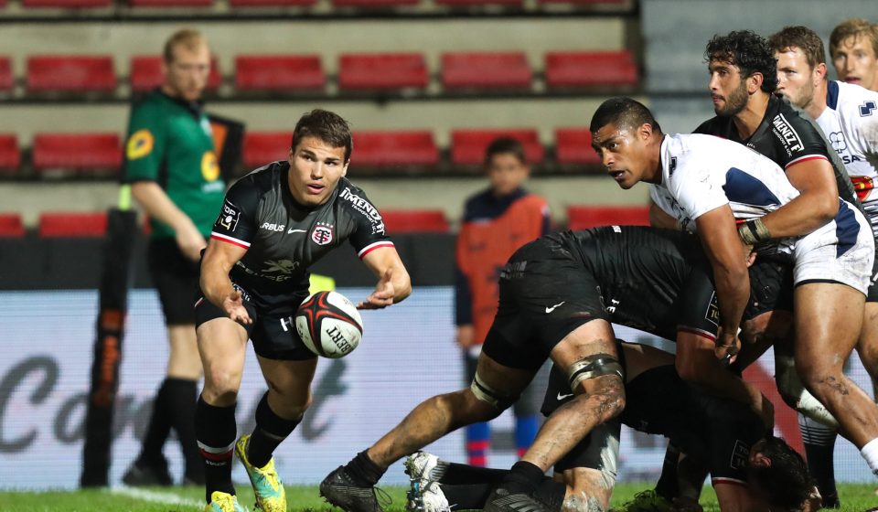 Antoine Dupont of Toulouse  during the Top 14 match between Toulouse and Agen at Stade Ernest Wallon on October 6, 2018 in Toulouse, France. (Photo by Manuel Blondeau/Icon Sport)