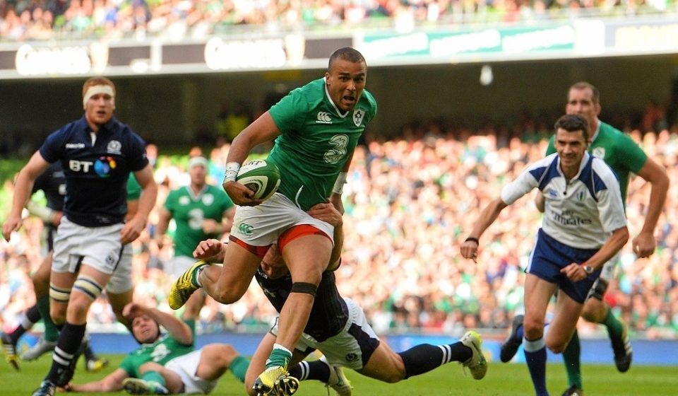 Essai Simon Zebo - 15.08.2015 - Irlande / Ecosse - match de preparation a la Coupe du Monde-Dublin