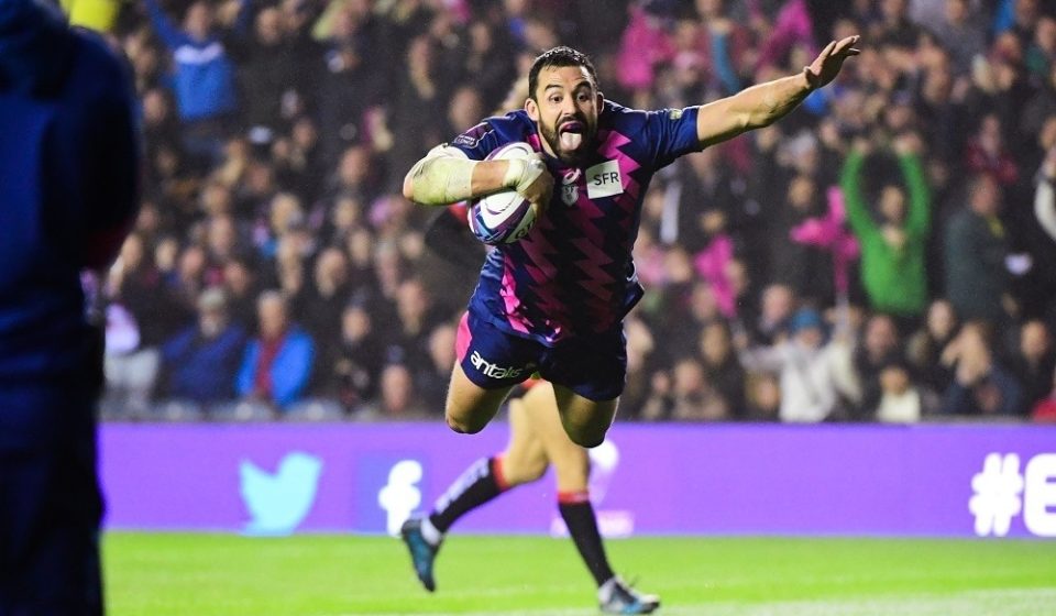 Try for Geoffrey Doumayrou of Stade Francais Paris during the European Challenge Cup Final match between Stade Francais Paris and Gloucester at Murrayfield Stadium on May 12, 2017 in Edinburgh, Scotland. (Photo by Dave Winter/Icon Sport)